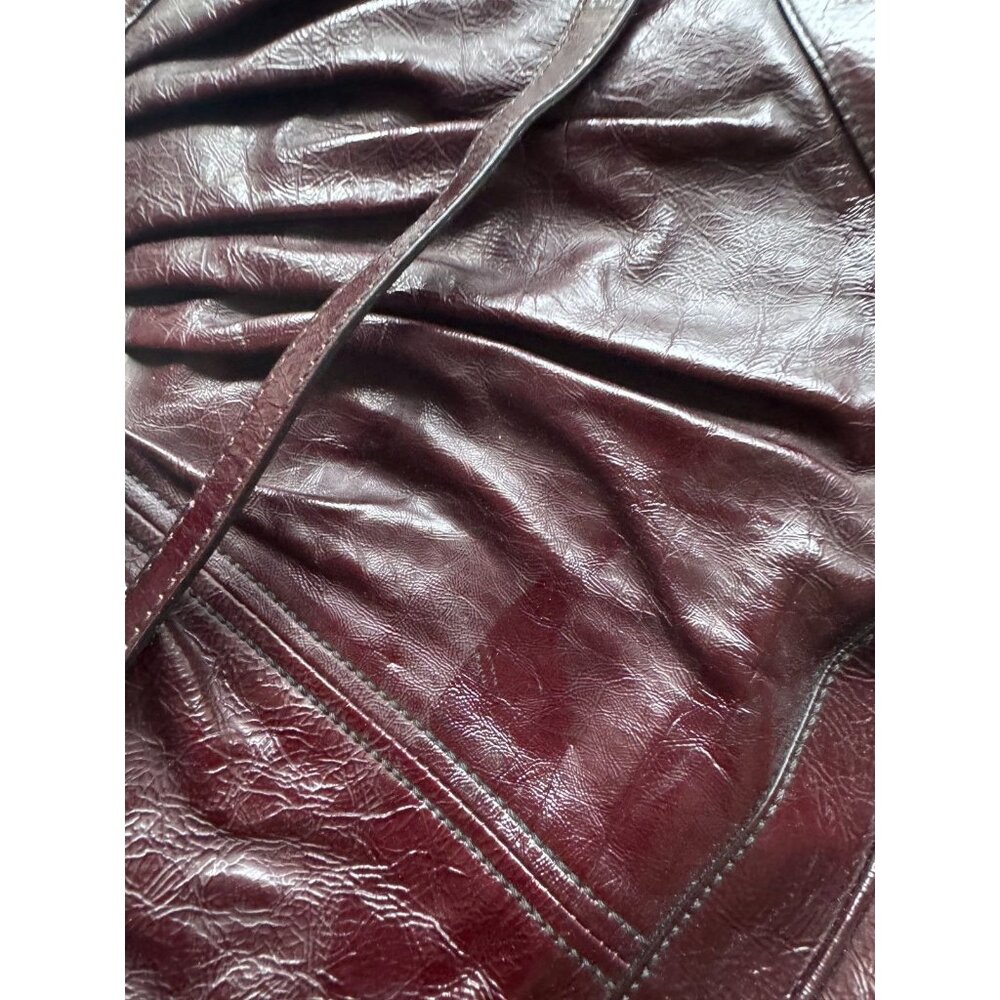 ALEXANDER MCQUEEN Oxblood Maroon Patent Leather Shoulder Bag Purse - Picture 6 of 16